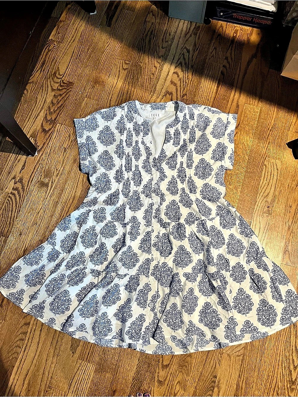 TCEC Paisley Mini Dress in Blue & White